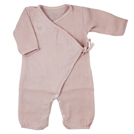 Salopete bebelusi fete - Salopeta cu maneca lunga din muselina pentru fete Silky Koala 10-573, Roz