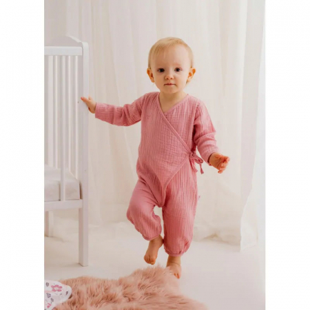 Salopeta cu maneca lunga din muselina pentru fete Silky Koala 09-307, Roz [1]