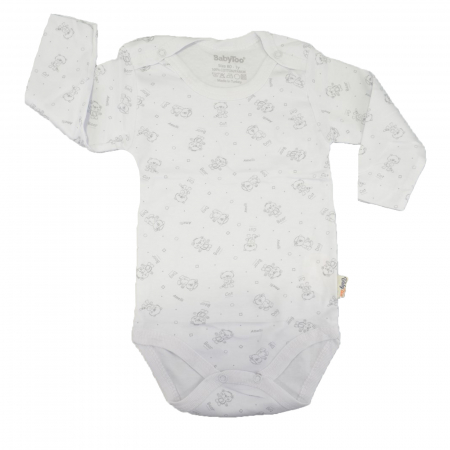 Body-uri baieti - Body cu maneca lunga pentru copii BabyToo 7083-2-80, Alb