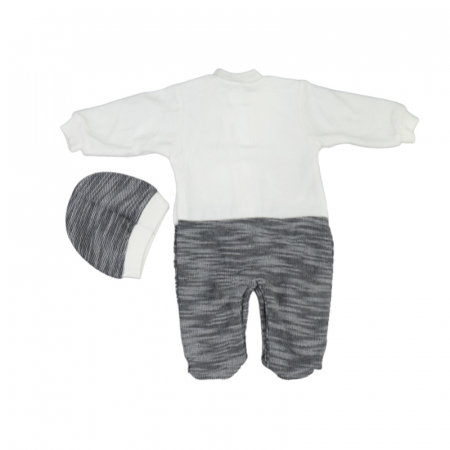 Set 2 piese salopeta cu maneca lunga si caciula pentru baieti Bebelinna 1262, Multicolor [1]