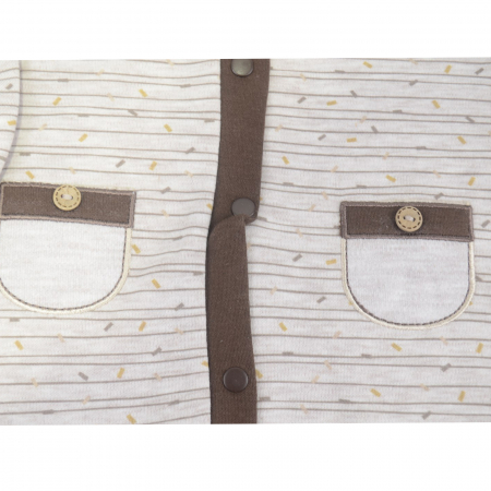 Salopeta cu maneca lunga pentru baieti Bebelinna 2197, Crem [2]