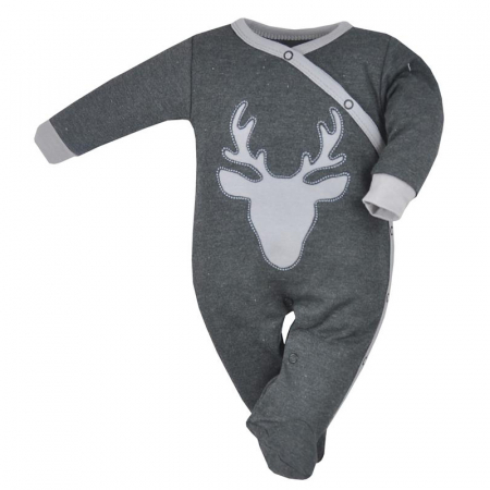 Salopete bebelusi baieti - Salopeta cu maneca lunga pentru baieti Koala Deer 07-465-62-cm, Gri