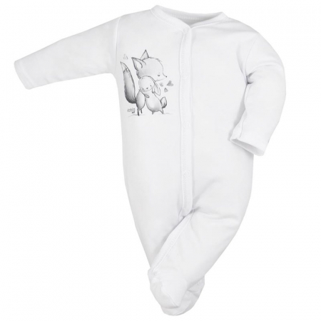 Salopete bebelusi baieti - Salopeta cu maneca lunga pentru copii Koala Foxy 09-020, Alb