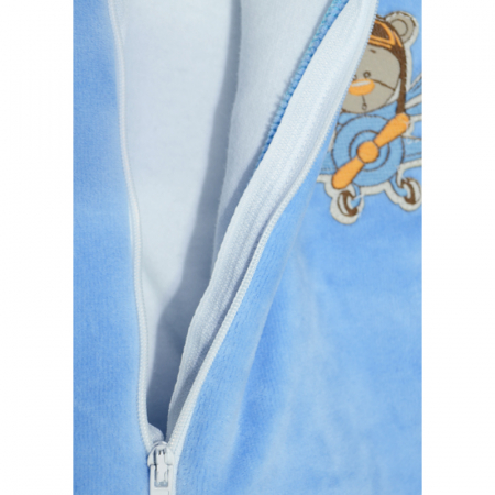 Salopeta cu maneca lunga si gluga pentru baieti Ewelin SMLE-01, Albastru [2]