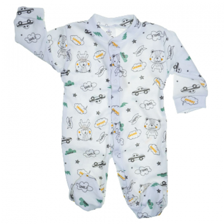 Salopete bebelusi baieti - Salopeta cu maneca lunga pentru baieti Mini Junior 080923-1, Alb