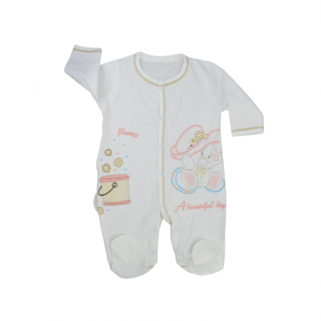 Salopete bebelusi fete - Salopeta cu maneca lunga pentru fete Mini Junior 110822-B, Alb