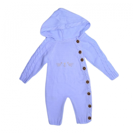 Salopete bebelusi baieti - Salopeta cu maneca lunga, pentru baieti, Mini Junior 1129A, Albastru deschis