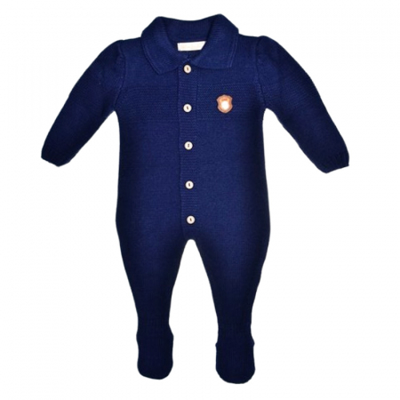 Salopete bebelusi baieti - Salopeta cu maneca lunga, pentru baieti, Mini Junior 2018A, Albastru