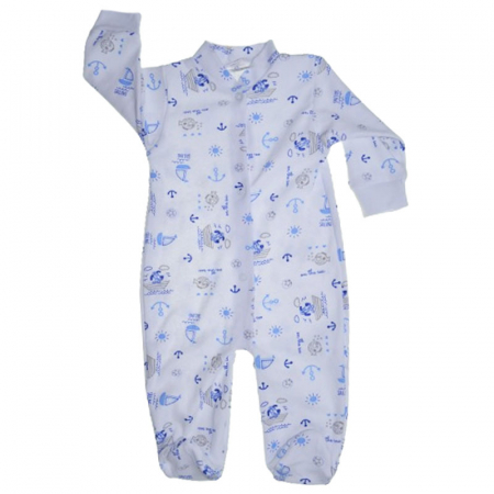 Salopete bebelusi baieti - Salopeta cu maneca lunga pentru baieti Mini Junior 220124-11, Alb