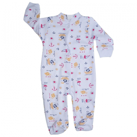Salopete bebelusi baieti - Salopeta cu maneca lunga pentru baieti Mini Junior 220124-13, Alb