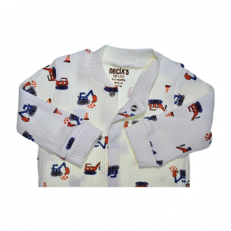 Salopeta cu maneca lunga, pentru baieti, Mini Junior 243283A2-56-62, Alb [1]