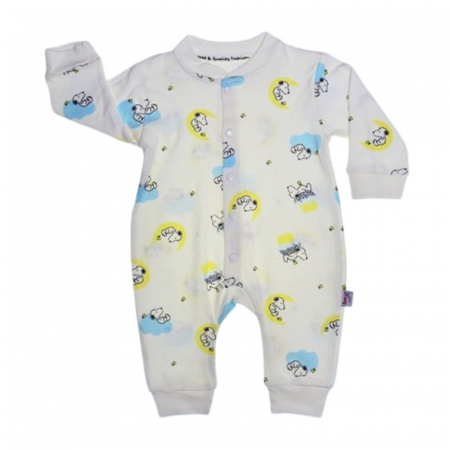 Salopete bebelusi baieti - Salopeta cu maneca lunga, pentru baieti, Mini Junior 9127C, Crem