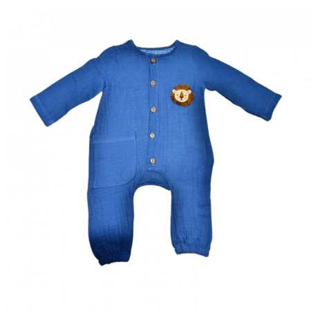 Salopete bebelusi baieti - Salopeta cu maneca lunga pentru baieti Mini Junior SALMJ-30, Albastru