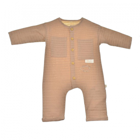 Îmbrăcăminte băieți - Salopeta cu maneca lunga pentru baieti Mini Junior SALMJ-31, Maro