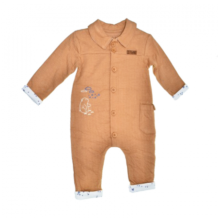 Salopete bebelusi baieti - Salopeta cu maneca lunga pentru baieti Mini Junior SLP-2562-AB1, Maro