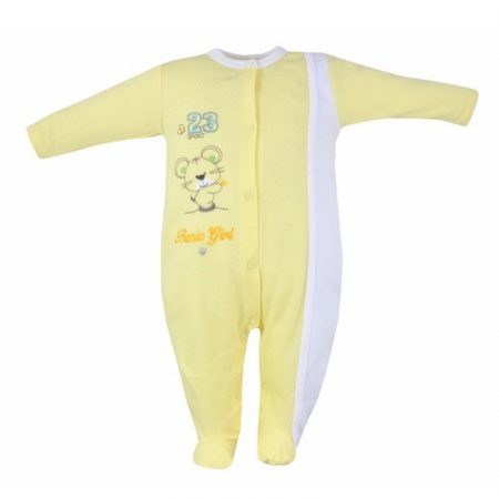 Salopete bebelusi fete - Salopeta cu maneca lunga pentru copii Koala Maly Sportowiec B01-049G1-62-cm, Galben