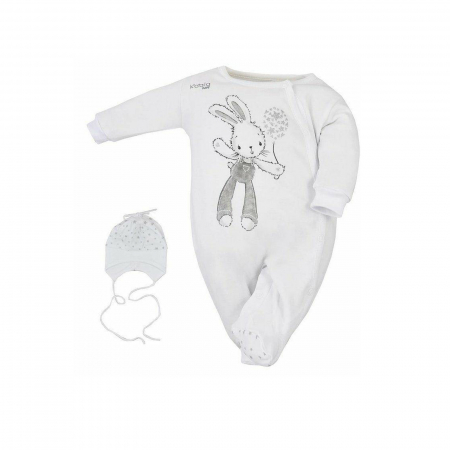 Salopete bebelusi baieti - Salopeta cu maneca lunga pentru copii Koala Krolik 08-020_50 cm, Alb