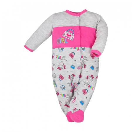 Salopete bebelusi fete - Salopeta cu maneca lunga pentru copii Koala Literki 2848-R-62, Roz