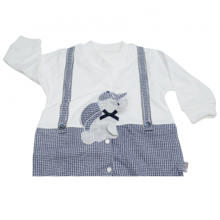 Set 2 piese salopeta cu maneca lunga si basca pentru baieti Gaye Bebe 2176, Gri [2]