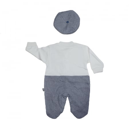 Set 2 piese salopeta cu maneca lunga si basca pentru baieti Gaye Bebe 2176, Gri [1]