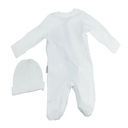 Set 2 piese salopeta cu maneca lunga si caciula pentru baieti Mini Junior BBW-29-50, Alb [2]