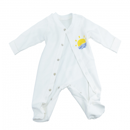 Set 2 piese salopeta cu maneca lunga si caciula pentru baieti Mini Junior BBW-29-50, Alb [1]