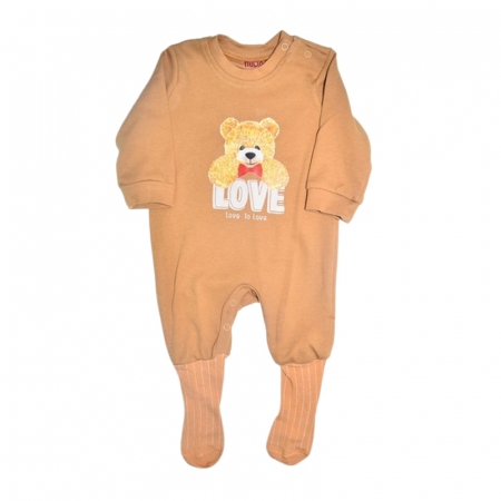 Îmbrăcăminte băieți - Salopeta cu maneca lunga pentru copii, Mini Junior SLP0705M-2, Maro