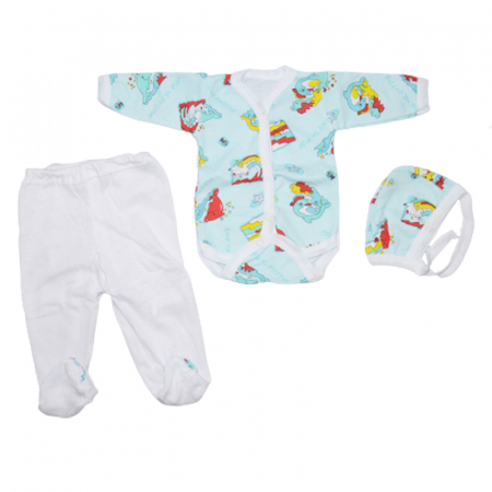 Body-uri baieti - Set 3 piese body, pantaloni si caciula pentru copii Mini Junior SLPP-15, Turcoaz