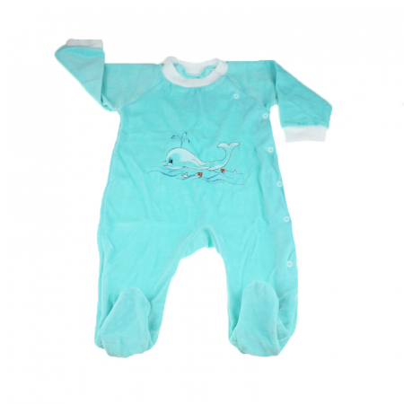 Salopete bebelusi fete - Salopeta cu maneca lunga pentru copii Pifou Model 16 SPCP-11-68-cm, Turcoaz