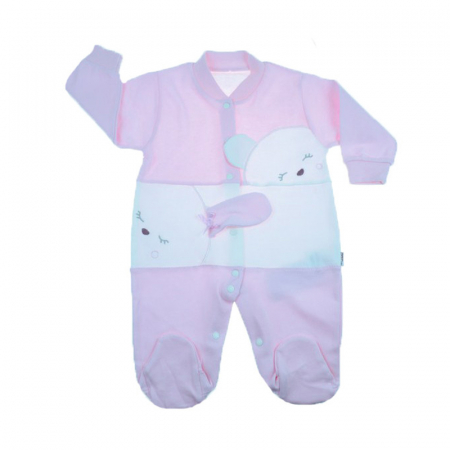 Salopete bebelusi fete - Salopeta cu maneca lunga pentru fete Gaye Bebe 2109-62-cm, Roz
