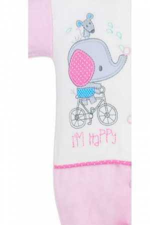 Salopeta cu maneca lunga pentru fete Koala Slon Na Rowerku 3563-R-74-cm, Roz [2]