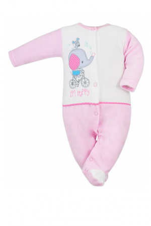 Îmbrăcăminte fete - Salopeta cu maneca lunga pentru fete Koala Slon Na Rowerku 3563-R-74-cm, Roz