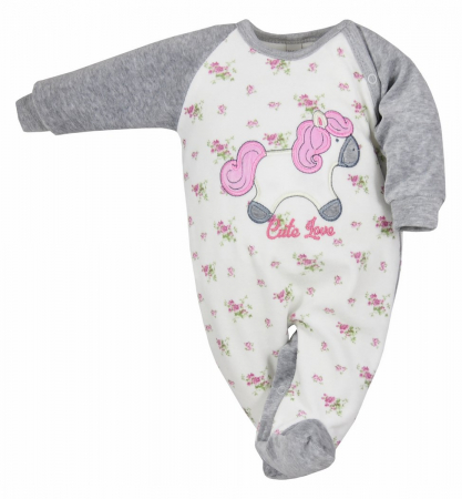 Salopete bebelusi fete - Salopeta cu maneca lunga pentru fete Koala Zabawka 05-325G1-74-cm, Gri
