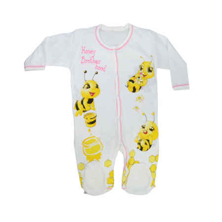 Salopete bebelusi fete - Salopeta cu maneca lunga pentru fete Mini Junior 110822-E, Alb