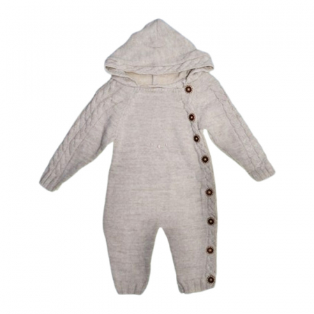 Salopete bebelusi fete - Salopeta cu maneca lunga, pentru fete, Mini Junior 1129C-80, Crem