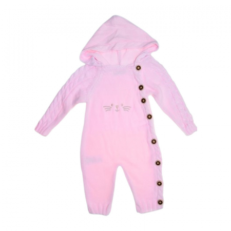 Salopete bebelusi fete - Salopeta cu maneca lunga, pentru fete, Mini Junior 1129R, Roz