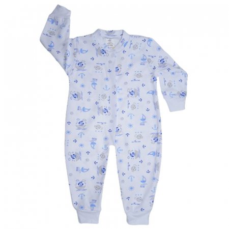 Salopete bebelusi baieti - Salopeta cu maneca lunga pentru baieti Mini Junior 220124-18, Alb