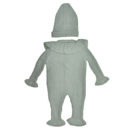 Compleu din 2 piese, salopeta si caciula, pentru fete, Mini Junior 4140V, Verde [1]