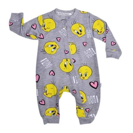 Salopete bebelusi fete - Salopeta cu maneca lunga, pentru fete, Mini Junior 8588G, Gri