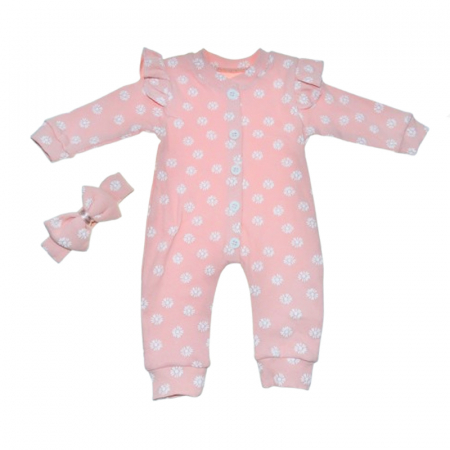Îmbrăcăminte fete - Set doua piese salopeta si bentita pentru fete Mini Junior SALMJ-39, Roz