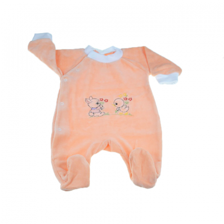 Salopete bebelusi fete - Salopeta cu maneca lunga pentru fete Pifou Model 16 SPCP-15-56-cm, Coral