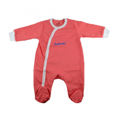 Salopete bebelusi fete - Salopeta cu maneca lunga pentru fete Pifou Model 32 M32-CO2-62, Coral