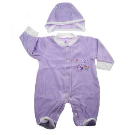 Îmbrăcăminte fete - Salopeta cu maneca lunga pentru fete Pifou SLMV-11-56-cm, Mov