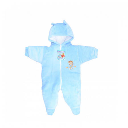 Salopeta cu maneca lunga si gluga pentru baieti Ewelin SMLE-01, Albastru [3]