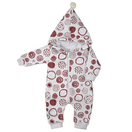 Salopete bebelusi baieti - Salopeta captusita cu maneca lunga si gluga pentru copii Circles Koala 09-733, Gri