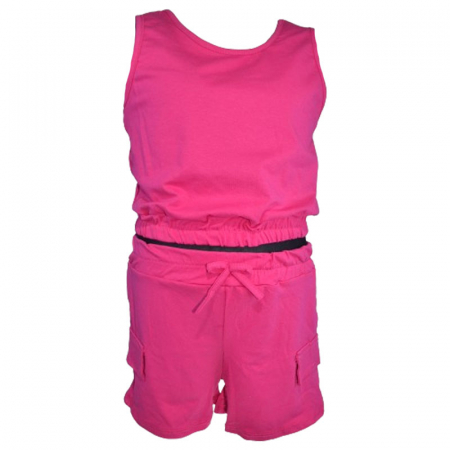 Compleuri fete de vara - Compleu 2 piese pantaloni scurti si maiou pentru fete Mini Junior R290524-19, Fucsia
