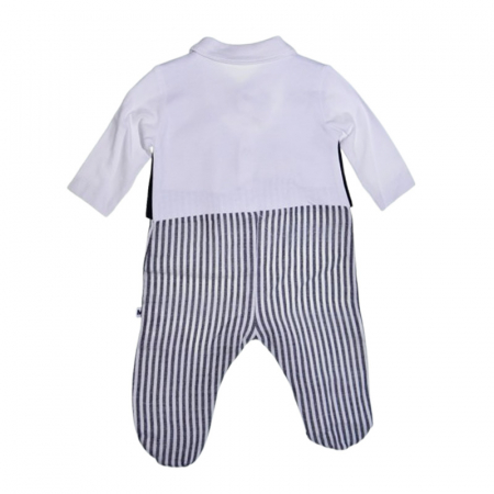 Salopeta cu papion, cu maneca lunga, pentru baieti, Mini Junior 3792B, Bleumarin [3]