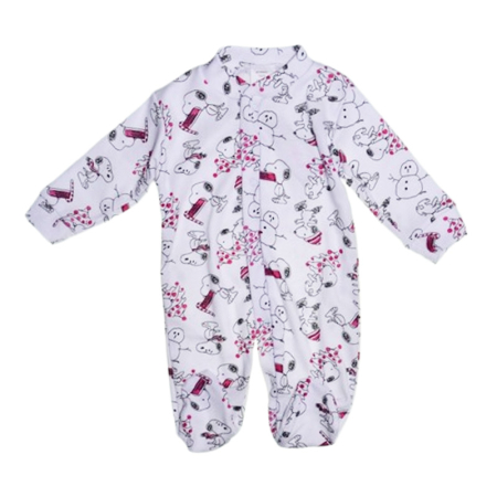 Salopete bebelusi fete - Salopeta cu Snoopy, cu maneca lunga, pentru fete, Mini Junior 1109S, Alb