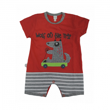 Îmbrăcăminte băieți - Salopeta de vara pentru baieti Koala Wolf 05-312R_62 cm, Rosu
