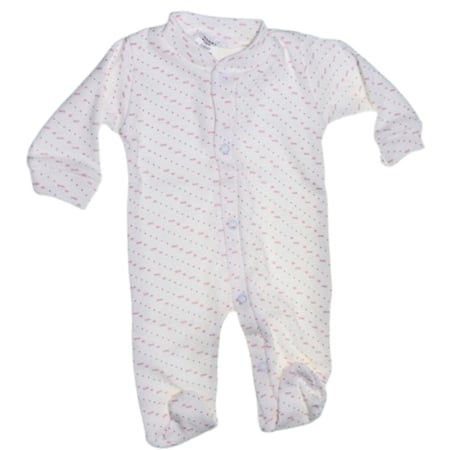 Salopete bebelusi fete - Salopeta din bumbac, cu maneca lunga, imprimeu cu buline, pentru nou-nascut, Mini Junior S1711A2-48, Alb